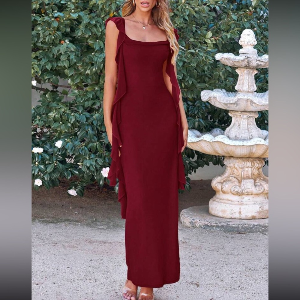 Elegant Burgundy Bodycon  Evening Dress